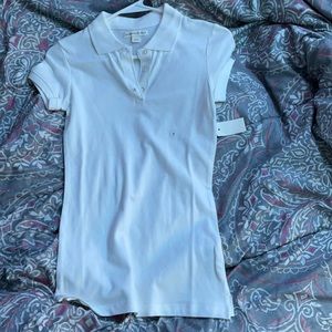 white button up polo